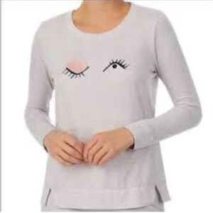 Kate Spade Gray Crew Neck Pullover with Winky Eyelash Detail XS (Lounge Ware)